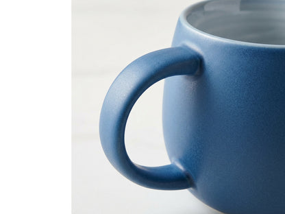 Kvxn Matte Blue Ceramic Tea Mug Wide Handle