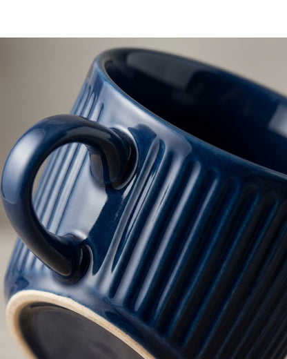 Kvxn Ribbed Porcelain Mug 300 ml Navy - Detail view