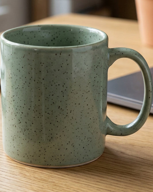 Kvxn Speckled Ceramic Mug 360 ml Sage - Lifestyle view