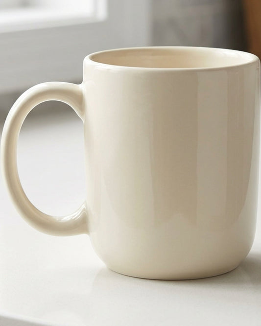 Kvxn Stoneware Ceramic Mug 420 ml Cream - Lifestyle view